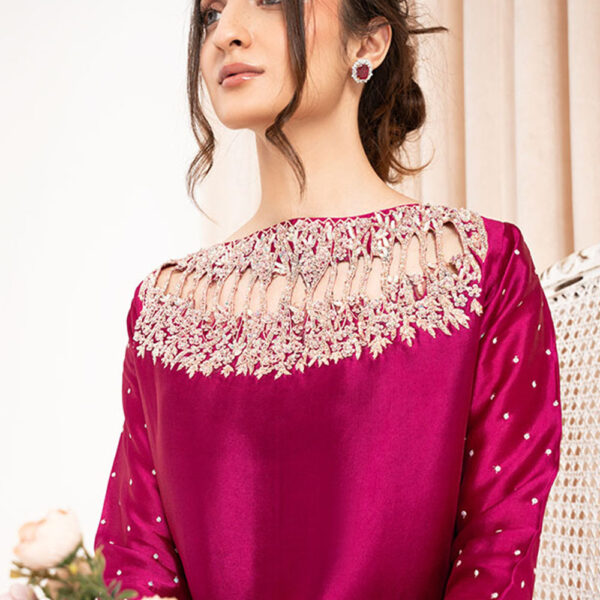 Organza Embroidered Neck - Whit - OND40W - Image 3