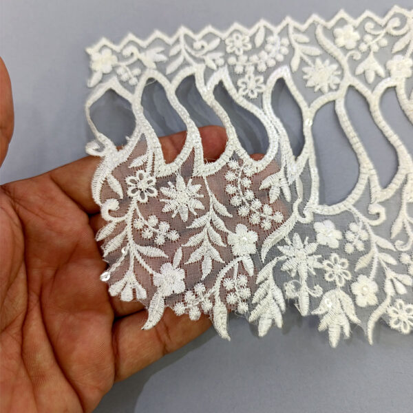 Organza Embroidered Neck - Whit - OND40W - Image 4