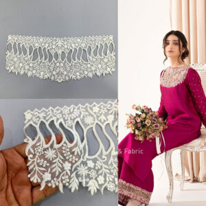 Organza Embroidered Neck - Whit - OND40W
