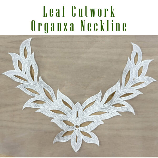 Organza Embroidered Neck - White and Black- OND41 - Image 2