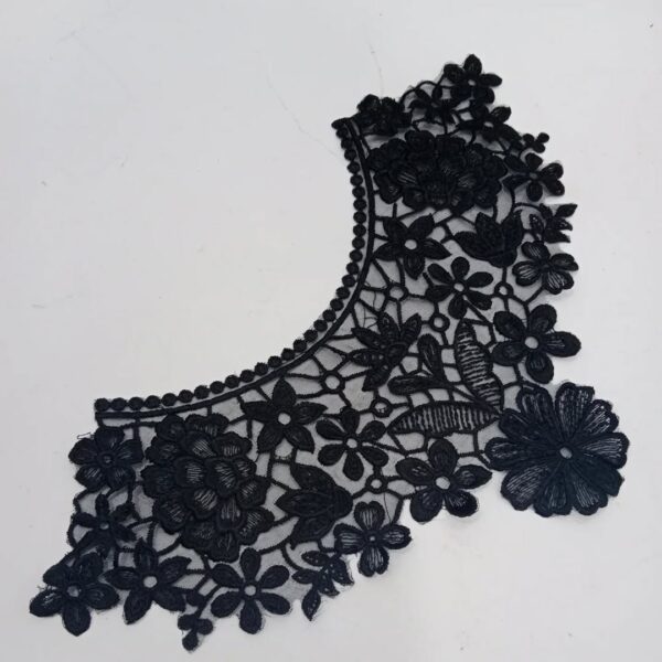 Organza Embroidered Neck - White and Black- OND37 - Image 3