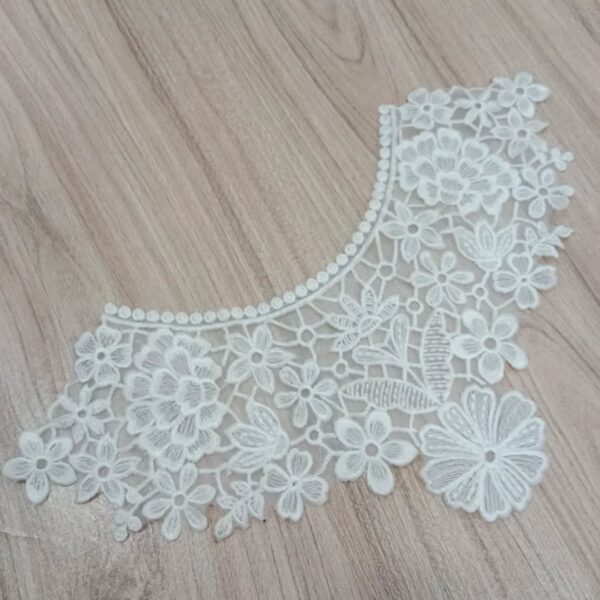 Organza Embroidered Neck - White and Black- OND37 - Image 2